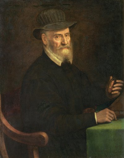 Portrait of Giulio Clovio, Miniature Artist, Holding a Miniature Thought to be of the Artist Lavinia Teerlinks, 1556 by Sofonisba Anguissola